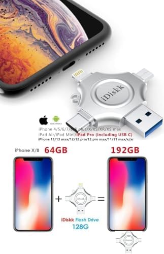 Revolutionize Your File Management with the MFi Certified i Diskk 128 GB Flash Drive – Ultimate 4-in-1 Storage Solution for i Phone 15, 16, i Pad & More! Seamlessly Transfer Photos, Videos & Files Across i OS, Android, Samsung, Type-C & Mac Book – Lightning-Fast USB 3.0 Speed & Enhanced Compatibility for All Your Devices! Perfect for Expanding Your Digital Library with Compact, Durable Design!