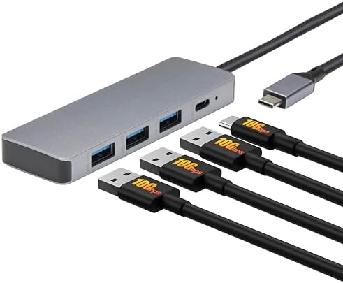 Elevate Your Connectivity with the Amazon Basics USB 3.2/3.1 Gen 2 Hub Dock – Lightning-Fast 10 Gbps Data Transfer for Windows & Mac, Featuring 1 USB-C and 3 USB-A Ports in a Sleek Silver & Black Design for Ultimate Portability and Versatility
