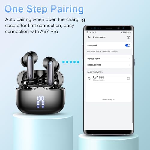 Bluetooth 5.3 Wireless Earbuds for Ultimate Audio Freedom – Hi-Fi Stereo Sound with 4-Mic Noise Cancellation, 40-Hour Playtime, IP7 Waterproof Protection, Quick USB-C Charging & Dual LED Battery Indicator for Unmatched Comfort and Clarity
