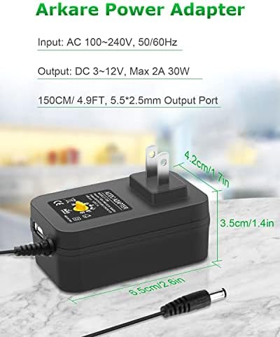 Universal 30 W Adjustable AC to DC Power Adapter – Multi-Voltage Switching Power Supply with 15 Interchangeable Tips and Polarity Converter for Optimal Device Compatibility – Ideal for LED Strips and Small Electronics – Global Input Voltage 100-240 V for Travel Convenience and Enhanced Efficiency