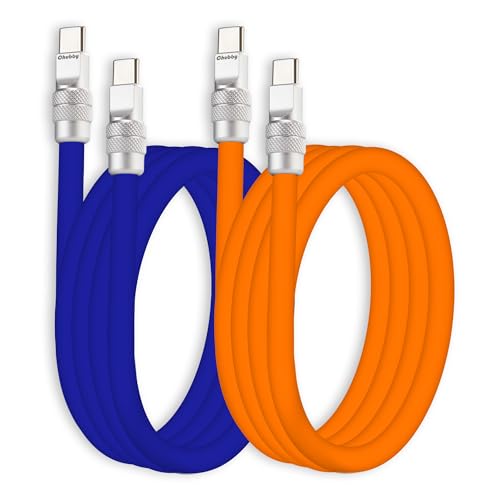 Ultra-Durable Chubbycable Couple 2-Pack: High-Speed 240 W Silicone Charging Cables for i Phone 16/15, i Pads & Galaxy Devices – Flexible 4.9 FT Length in Stylish Dark Blue & Orange for Optimal Performance and Reliability