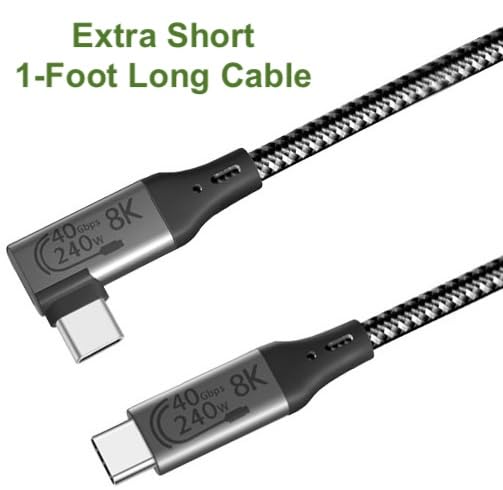 Elevate Your Connectivity with a 6-Foot USB4 Cable – Ultra-Fast 40 Gbps Data Transfer, 8 K HD Display Support, and 240 W Rapid Charging – Flexible 90-Degree Right Angle USB-C Design for Optimal Performance in Tight Spaces and Seamless Compatibility with Thunderbolt 3 & 4 Devices