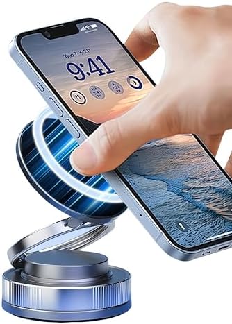 360° Rotating Car Phone Holder – Strong Suction Cup and Super Strong Magnetic Suction for Dashboard/Windshield/Air Vent – Universal Tool-Free Phone Holder for 7-inch Phones – Enhanced Compatibility and Speed