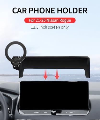 Maser Weller Nissan Rogue 2021-2025 12.3-Inch Screen Car Phone Holder – 360° Rotating Mount with Mag Safe Compatibility – Secure Clip Design for Hands-Free Navigation Without Blocking Air Vents – Ultimate Driving Convenience Accessory