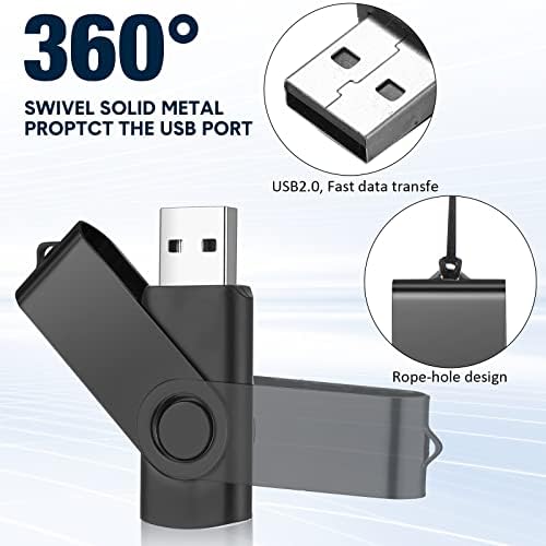 Aoriher 50-Pack USB 2.0 Flash Drives – Portable 128 MB Thumb Drives with Swivel Design and Lanyards for Effortless Data Management – Ideal for Office and School Use – Fast and Reliable Storage Solutions