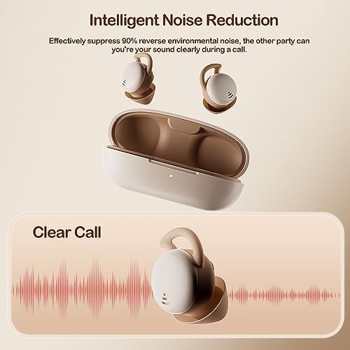 Invisible Bluetooth 5.3 Earbuds for Side Sleepers – MY002 S Noise Cancelling Earplugs with 28-Hour Battery Life – Compact & Comfortable Design in Brown – Advanced Connectivity & Immersive Sound Quality for Uninterrupted Sleep and Relaxation