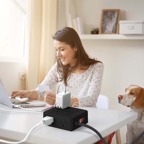 Maximize Your Power Management with a 6 Ft Surge Protector Power Strip – 8 Outlet Extension Cord Featuring 4 Fast USB Charging Ports (1 USB-C), Ideal for Home Office Convenience and Safety, ETL Listed for Enhanced Surge Protection and Compatibility