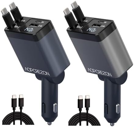 High-Performance 120 W Retractable Car Charger Adapter – Fast Charging Solution with 2.6 ft Cables, 180° Adjustable Design, and Real-Time Voltage Display for Ultimate Device Compatibility and Convenience