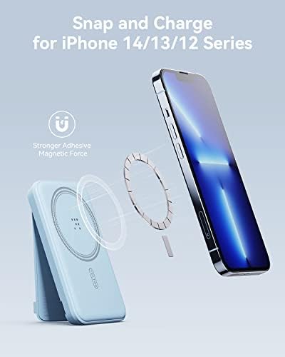 VOLTME Magnetic Power Bank 5,000 m Ah – Foldable Wireless Charger with Kickstand and USB-C Port for i Phone 16/15/14/13/12 Series – Dove Grey, Effortless Alignment for Seamless Charging and Enhanced Portability, Unmatched Battery Performance with American Amprius Technology, Perfect for On-the-Go Use and Reliable Connectivity