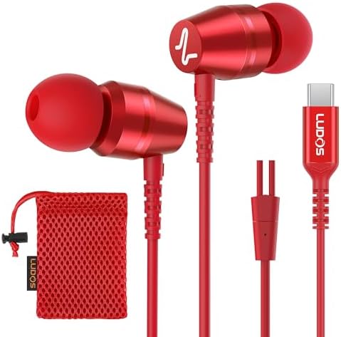 LUDOS OMNITONE USB-C Earbuds – Rich Sound Quality & Comfortable Fit for i Phone 16 & Samsung Galaxy S24 – Noise-Canceling Technology, Ergonomic Design, 5-Year Warranty – Turquoise – Perfect for Music, Gaming, and Calls with Quick USB-C Connectivity and Wide Device Compatibility