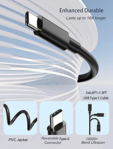 Ultra-Fast Type C Charger Bundle: 2 Adaptive USB-C Wall Chargers with 6 FT & 1.5 FT Cables for Samsung Galaxy Devices – Rapid Charging & Enhanced Safety Features for S21, S20, Note Series & More
