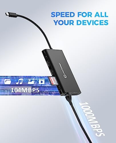 Supercharge Your Mac Book with Utech Smart 7-in-2 USB C Hub Adapter – Ultimate Multiport Solution Featuring Thunderbolt 3, 4 K HDMI, 100 W PD, and 3 USB 3.0 Ports for Seamless Connectivity and Fast Charging – Perfect for Professionals and Creatives on the Go