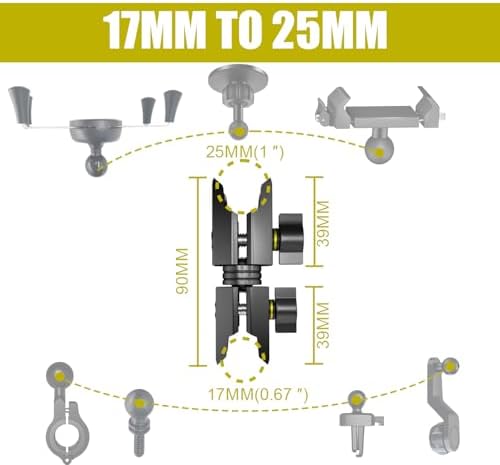 KALCINTY 17 mm to 25 mm Aluminum Socket Arm – 3.5″ Composite Double Socket Swivel Arm Compatible with RAM Mounts B Size 1″ Ball – Premium Adjustable Phone Holder for Enhanced Versatility and Stability in Automotive and Mobile Applications