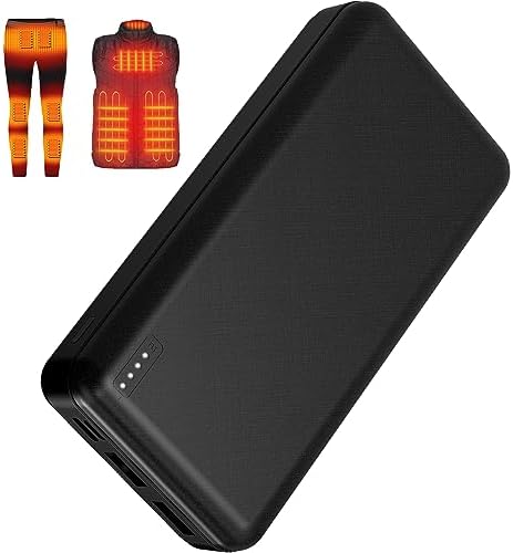 20000 m Ah Rechargeable Heated Vest Battery Pack – 5 V 2 A Power Bank for Heated Clothing – Lightweight, Portable, and Eco-Friendly Power Solution for Men and Women – Perfect for Outdoor Winter Adventures – Enhanced Compatibility for Vests, Jackets, and Hoodies