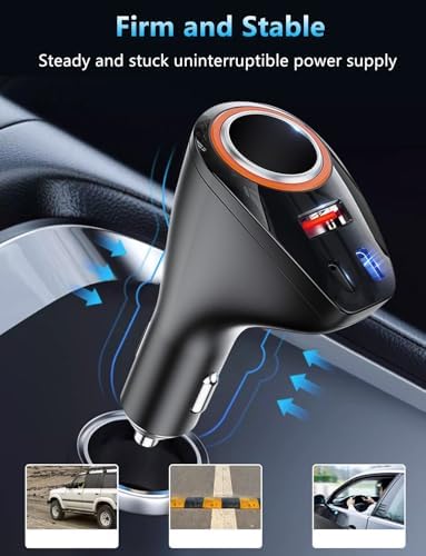 170 W 4-in-1 USB C Car Charger – High-Speed Multi-Device Cigarette Lighter Adapter with Dual USB Type-C PD Ports and 3 USB-A Ports for i Phone 16 Pro Max, 15 Plus, i Pad Pro, GPS – Ultimate Fast Charging Solution for 12 V/24 V Vehicles
