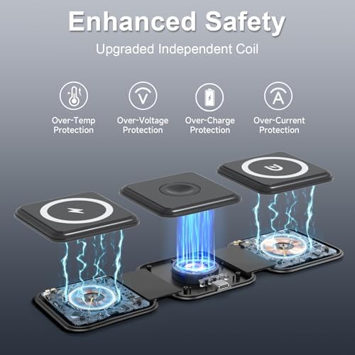 Ultimate 3-in-1 Foldable Charging Station for Apple Devices – Compact Wireless Charger for i Phone 12-16, Apple Watch, and Air Pods – Travel-Friendly Power Hub with Fast Charging Technology in Sleek Black Finish – Perfect for Home, Office, and On-the-Go Use