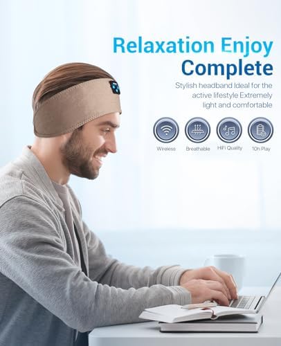 Transform Your Sleep and Workouts with Voerou Bluetooth Sleep Headband Headphones – Comfort-Driven Design, Superior HD Sound, Perfect for Insomnia Relief, Yoga, and Travel, Adjustable Fit with Long-Lasting Battery Life for Seamless Audio Enjoyment