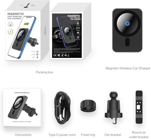 Aporia Mag Safe Car Cup Holder Charger – 15 W Fast Wireless Charging Mount with Adjustable Arm & 360° Rotation for i Phone 12+ | Ultimate Driving Accessory for Effortless Connectivity and Enhanced Convenience on the Road