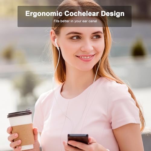 High-Fidelity Wired Earbuds for i Phone – 2-Pack with Advanced Noise Cancellation & Built-In Microphone – Perfectly Compatible with i Phone 14, 13, 12, 11 Pro Max, XS, XR, X, 8, 7 – Ergonomically Crafted for All-Day Comfort & Superior Audio Clarity – Ideal for Music Lovers and Gamers Seeking Exceptional Sound Quality