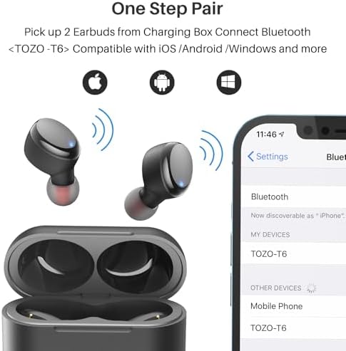 TOZO T6 Bluetooth 5.3 Wireless Earbuds – Immersive Stereo Sound, 50-Hour Playtime, IPX8 Waterproof Design, Customizable EQ via App, Ergonomic Fit – Ideal for Active Lifestyles and Seamless Connectivity