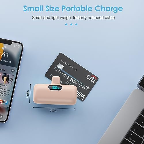 Compact Pink Portable Charger for i Phone – 5000 m Ah PD Fast Charging Power Bank, Lightweight Mini Battery Pack Compatible with i Phone 14/14 Pro Max/13/13 Pro/12 Pro/11/XS/XR/X/8/7/6 – Stylish and Versatile Backup Solution for On-the-Go Power