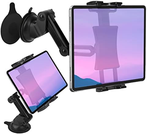 Universal 360° Adjustable Tablet Car Mount for Dashboard & Windshield – Secure Suction Cup Holder for i Pad Pro, Samsung Galaxy & More – Hands-Free Access & Enhanced Stability with TPU Sticky Pad for Safe Driving Experience