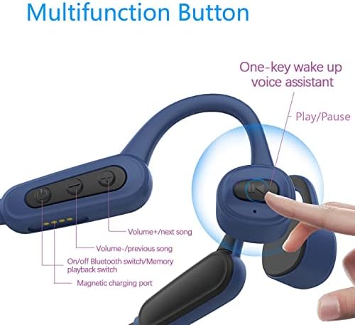 Revolutionary Bluetooth 5.0 Bone Conduction Neckband Headphones – Waterproof Open Ear Earphones for Active Lifestyles, Perfect for Cycling, Running, and Gym Workouts with Fast Charging and Universal Compatibility