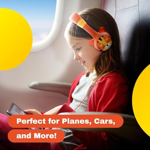Kidrox Safe Sound Wired Toddler Headphones – Volume-Limited 85 d B Child-Friendly Headset for Ages 1-7 | Lightweight, Durable Design Perfect for Travel on Airplanes and Cars | Comfortable Fit for Tablets, i Pads, and More – Ensuring Safe Listening and Ultimate Entertainment Enjoyment