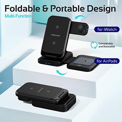 Revolutionary 3-in-1 Wireless Charging Station for Apple & Samsung Devices – Fast, Foldable Dock for i Phone 11-16, Apple Watch Series 3-9, Air Pods Pro & More – Ultimate Convenience & Speed in a Sleek Design for Your Home or Travel Needs