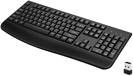 Ergonomic Wireless Keyboard for Ultimate Comfort – 2.4 GHz Full-Sized Design with Cushioned Wrist Rest for Windows & Mac Compatibility – Enhance Your Productivity at Home or Office