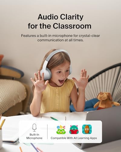 Belkin Sound Form Mini Kids Wireless Bluetooth Headphones – Safe 85 d B Volume Control, 30-Hour Playtime, Built-In Microphone – Lightweight On-Ear Style for i Phone, i Pad, Fire Tablet & More – Ideal for Learning, Entertainment & Safe Listening