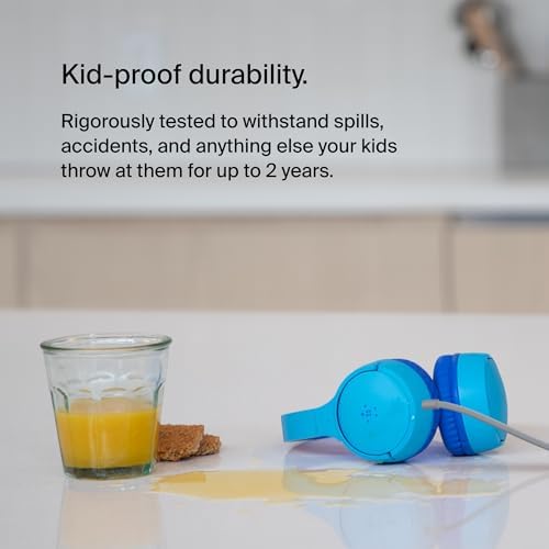 Belkin Sound Form Mini Kids Wireless Bluetooth Headphones – Safe 85 d B Volume Control, 30-Hour Playtime, Built-In Microphone – Lightweight On-Ear Style for i Phone, i Pad, Fire Tablet & More – Ideal for Learning, Entertainment & Safe Listening