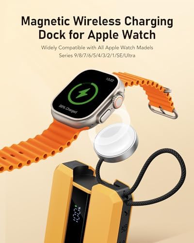 VEEKTOMX PD 30 W Portable Power Bank with Integrated USB-C Cable – Fast Charging 10,000 m Ah Battery for i Phone 16/15/15 Plus & Apple Watch – Ultra-Compact Charger for On-the-Go Convenience – Reliable Charging Solution for Modern Lifestyles