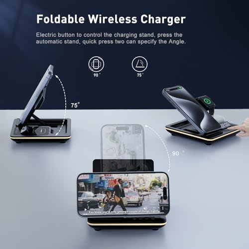 All-in-One 5-in-1 Wireless Charging Station: Fast Automatic Lifting Dock for Phone, i Watch Series & Air Pods – Ergonomic Design for Home & Travel with Enhanced Compatibility and Safety Features