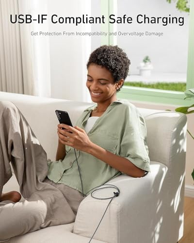 Anker Eco-Friendly Bio-Braided USB A to USB C Charger Cable – Durable 6 FT Fast Charging Solution for Samsung Galaxy Note Series & LG V30 (2 Pack) – Optimal Performance & Modern Design