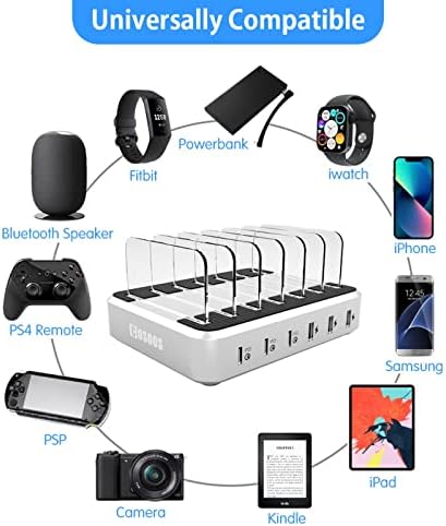 COSOOS 81 W PD USB-C Charging Station – High-Power Multi-Device Fast Charger with 3 x 20 W Ports and 6 Versatile Cables for Instant Mobile Power – Compact USB Hub for Effortless Charging at Home or Office with Enhanced Overheat Protection and Smart Safety Features