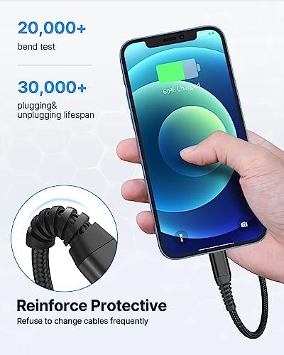 Aioneus 10 ft i Phone Charger 2 Pack – Apple Certified Lightning Cable with Fast Charging, Extra Long Nylon Braided Cord in Stylish Pink for i Phone 13, 12, 11, XS, XR, 10, 8, 7, 6 Plus – Unmatched Durability and Flexibility