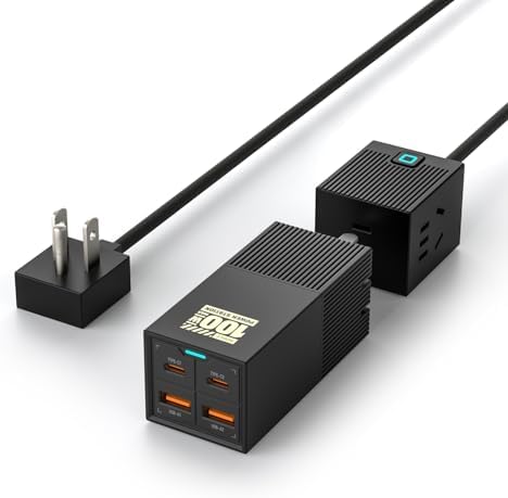 High-Power 100 W 6-in-1 Ga N USB-C Charging Station with Dual USB-C & USB-A Ports, 2 AC Outlets – Ultimate Fast Charging Solution for Mac Book Pro/Air, i Phone 16/15, Galaxy & More – Compact, Travel-Friendly Power Adapter for Multi-Device Efficiency High-Power 100 W 6-in-1 Ga N USB-C Charging Station with Dual USB-C & USB-A Ports, 2 AC Outlets – Ultimate Fast Charging Solution for Mac Book Pro/Air, i Phone 16/15, Galaxy & More – Compact, Travel-Friendly Power Adapter for Multi-Device Efficiency