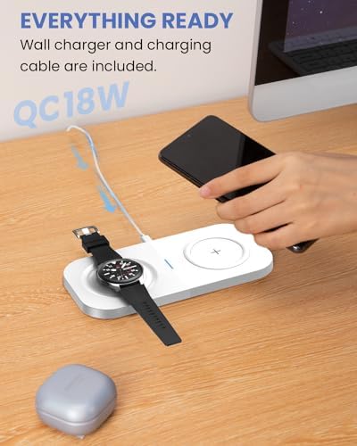 Revitalize Your Charging Routine with the Joy Geek Dual Wireless Charger – 2-in-1 Fast Charging Pad for Samsung Galaxy Devices, Effortlessly Powers Galaxy S23/S22/S21/S20/S10/Note20/10, Compatible with Galaxy Watch 5/4/3 & Buds 2/+/Pro/Live – Enhanced Speed & Compatibility for a Clutter-Free Experience