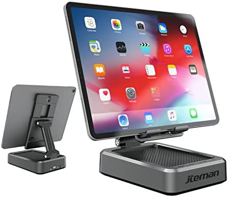 Transform Your Multimedia Experience with the JTEMAN Adjustable Tablet Stand Featuring Bluetooth Speakers – Versatile Kitchen Gadget and Perfect Gift for Him or Her – Wireless Charging Station for Phones and Tablets, Enhanced Compatibility for All Devices