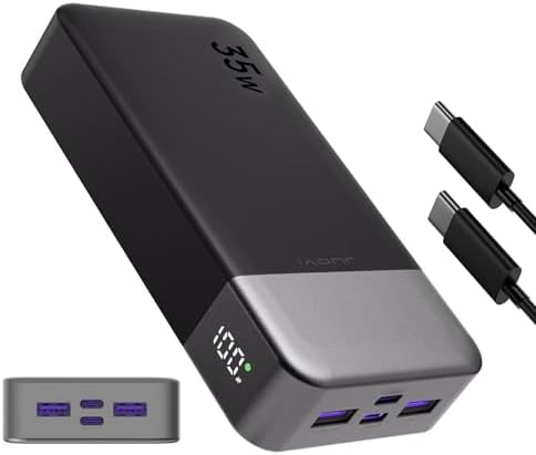 High-Speed 35 W USB-C Portable Charger – 20,000 m Ah Power Bank with QC4.0 & PD3.0 for Rapid Charging of Mobile Phones, Tablets, & Bluetooth Devices – Ultimate Compatibility & Convenience in Sleek Blue Design
