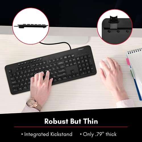 Experience Ultimate Comfort with the Macally Wired Ergonomic Keyboard – USB Full-Size Solution for Windows PC, Ideal for Home & Office Use – Boost Your Typing Efficiency with Integrated Multimedia Keys and Durable Design