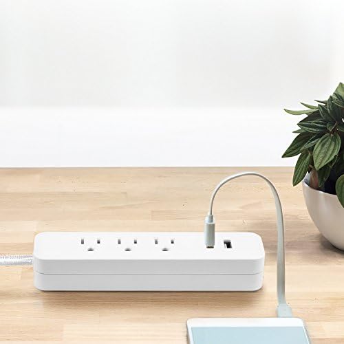 Globe Electric Designer Series 3-Outlet Power Strip in Chic Rose Finish – Stylish Surge Protector with Enhanced Compatibility and Fast Charging for Modern Homes and Offices