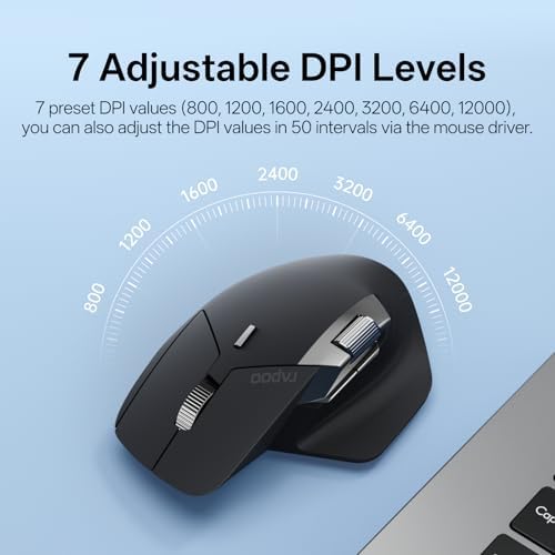 Revolutionize Your Workflow with Rapoo MT760 Multi-Device Wireless Mouse – Effortlessly Connect Up to 4 Devices with Bluetooth 5.0 & 2.4 G, 11 Customizable Buttons, 4 K DPI Precision, and 90 Days of Uninterrupted Battery Life – Perfect for Professionals and Tech Enthusiasts in Sleek Matte Black
