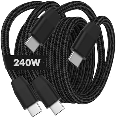 High-Speed Mo Ko 240 W USB C to USB C Charging Cable – 3.3 ft Nylon Braided, Fast Power Delivery for i Phone 15/16, Mac Book Pro 2020, Galaxy S24 – Durable, Tangle-Free, Elegant Tech Solution for Ultimate Device Connectivity