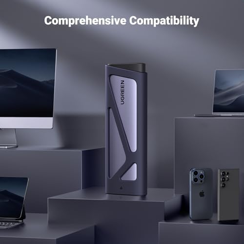 UGREEN M.2 NVMe SATA SSD Enclosure – Ultra-Fast 10 Gbps USB 3.2 Gen 2 External Adapter for PCI-E & SATA SSDs – Tool-Free Installation, UASP & TRIM Support, Compatible with 2230/2242/2260/2280 Drives – Durable Aluminum Alloy Design for Optimal Heat Management and Portability