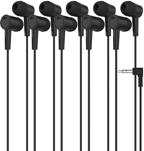 Maeline 20 Pack Bulk Earbuds – High-Quality Noise-Isolating In-Ear Headphones for Classroom and Travel – Comfortable 3.5 mm Wired Earphones for Kids and Adults – Durable Audio Solution for Phones, Computers, and Laptops – Sleek Black Design for Enhanced Listening Experience