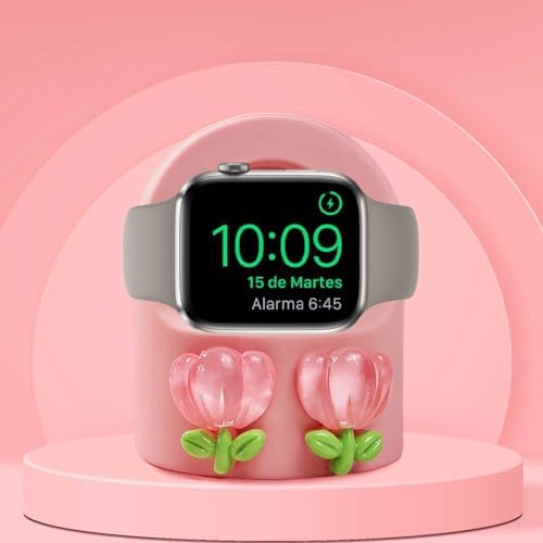 Stylish Cartoon Silicone Apple Watch Charging Dock – Enhanced Nightstand Compatibility for All Series Ultra/8/SE2/7/6/5/4/3/2/1 – Fast-Charging Solution with Tidy Cable Management for Personalized Décor and Elevated Viewing Experience