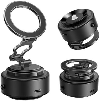 TELESIN Electric Magsafe Car Mount Vacuum Magnetic Car Phone Holder 105N 360° Reinforced Adjustable Swivel Lock, Suction Cup Phone Mount for Your Car/Gym/Mirror/iPhone & Android – Enhanced Compatibility and Speed