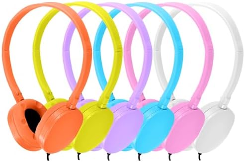Colorful Classroom Headphones for Kids | Durable 6-Pack Wired Earbuds with Adjustable Fit | Engaging Audio Experience for Enhanced Focus | Compatible with Computers & Chromebooks | Perfect for Group Learning Activities and Young Learners